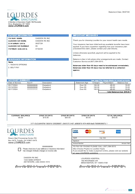 Download USA Lourdes business utility bill template in Word and PDF formats Photoshop template